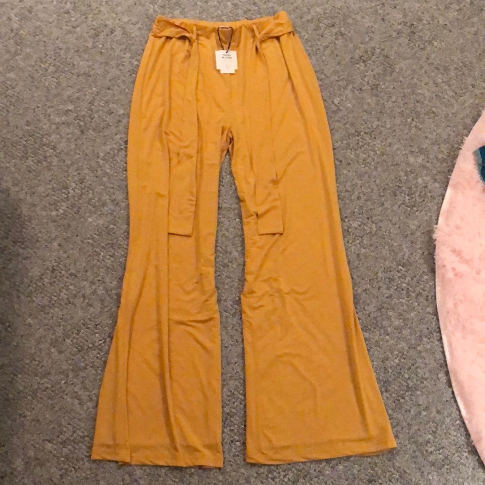 Flowy Mustard Pants with adjustable waist